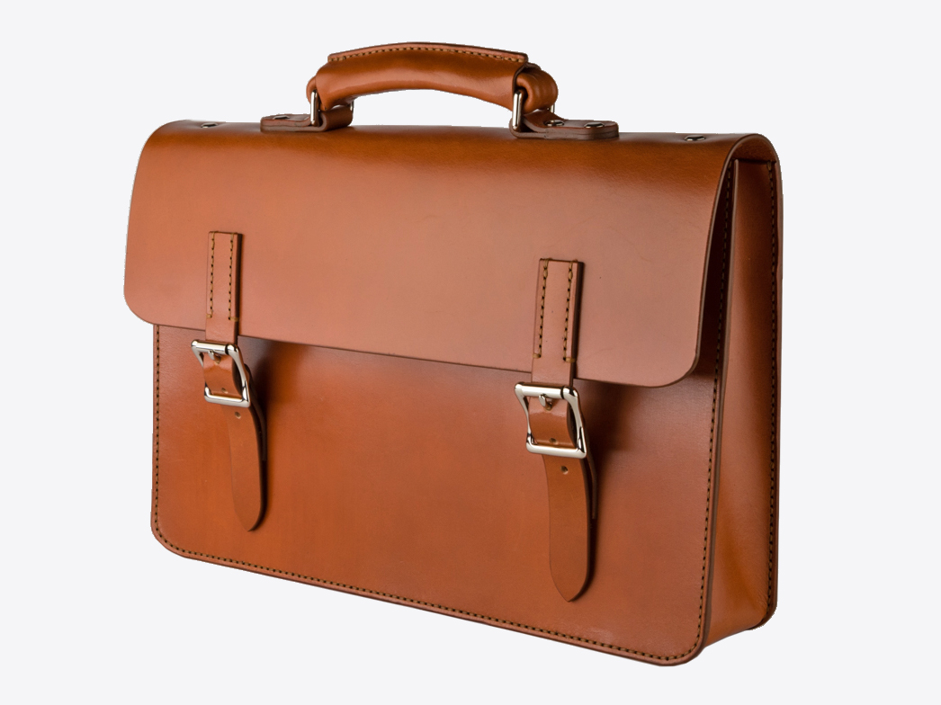 Односекционный мужской портфель с застежкой на пряжках. Кожа English Bridle.