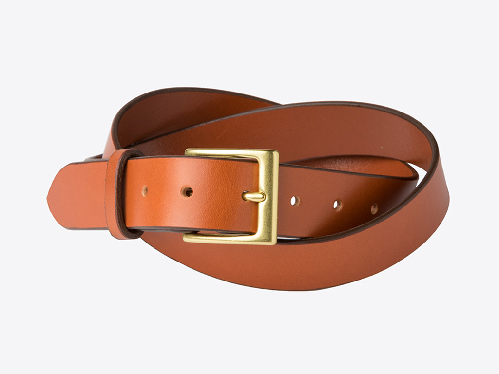 Светло-коричневый брючный ремень ручной работы. Кожа English Bridle.